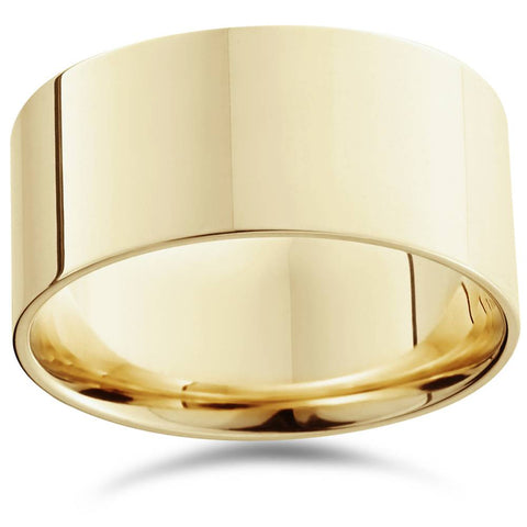 High Polished Flat Mens Wedding Band Ring Solid 14K Yellow Gold