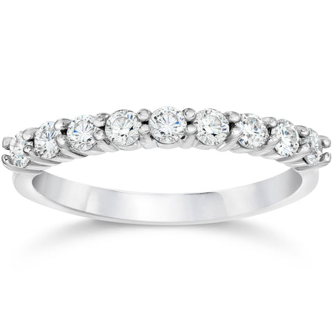 1/2ct Diamond Ring Half Eternity Wedding Band 14K White Gold