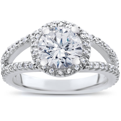 2 3/4ct Halo Round Diamond Engagement Ring Vintage Filigree Enhanced White Gold