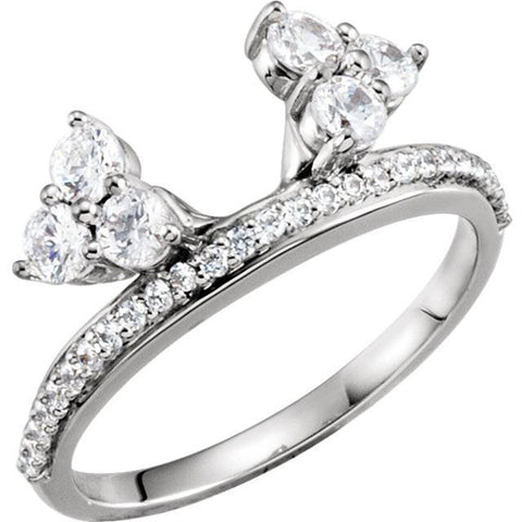 Diamond Accented Wrap-Style Enhancer Guard For Solitaire Engagement Ring 14K Wg