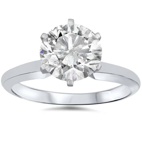 1 3/4ct Solitaire Round Clarity Enhanced Diamond Engagement Ring 14K White Gold
