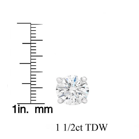 1.50ct Lab Grown Diamond Studs 14k White Gold Screw Backs