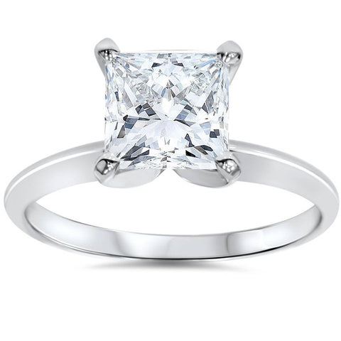 SI1/G 1.50 Ct Princess Cut Diamond Solitaire Engagement Ring White Gold Enhanced