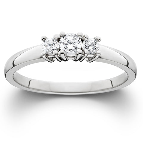 1/4 Ct Three Stone Lab Grown Diamond Engagement Ring 10k White Gold