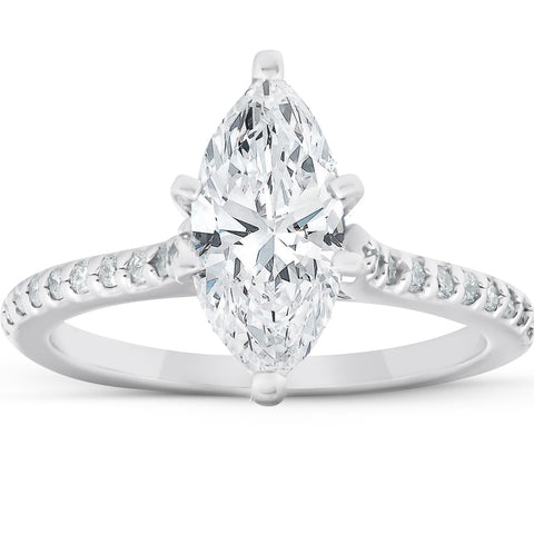 2 Ct Marquise Diamond Engagement Ring 14k White Gold