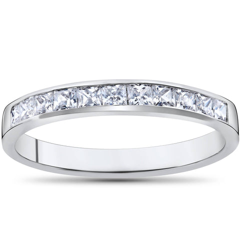 Classic Chanel Set Princess Diamond Band Ring 14K White Gold