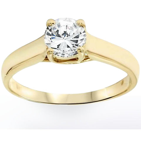 1Ct Diamond Solitaire Engagement Ring in 14k Yellow Gold Enhanced