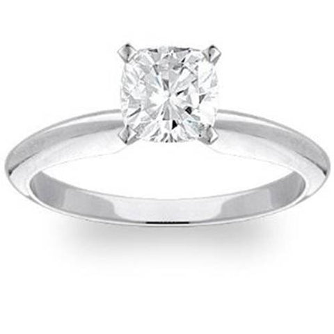 G SI 1 Carat Cushion Diamond Solitaire Engagement Ring 14K White Gold Enhanced