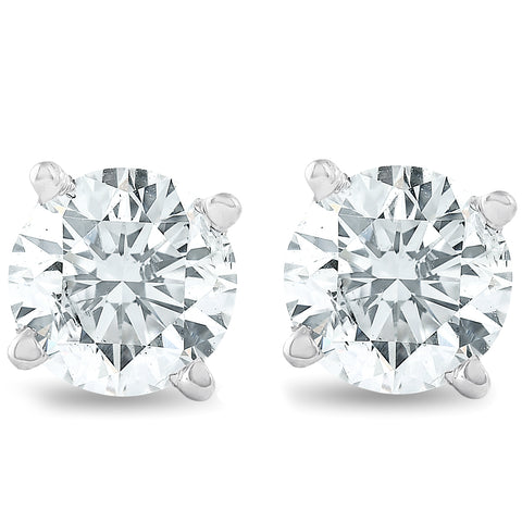 1 1/4 cttw Round Cut Real Diamond Studs 14K White Gold IGI Certified Earrings