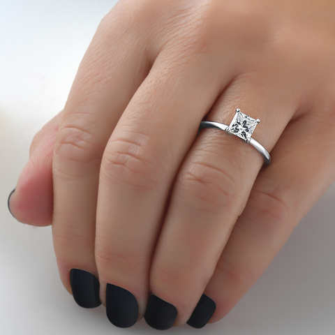 1ct Solitaire Diamond Ring 14K White Gold