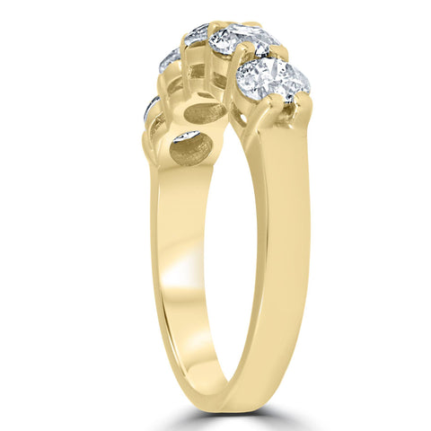 2 ct Diamond Five Stone Wedding Anniversary Round Cut Ring 14k Yellow Gold