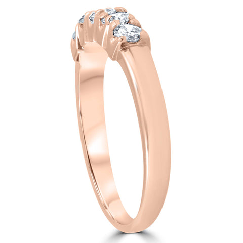 1/2 carat 14k Rose Gold 5-Stone Diamond Wedding Ring Round Brilliant cut