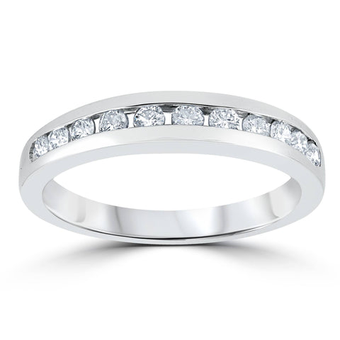 1/3ct Channel Set Diamond Wedding Ring Solid 14K White Gold