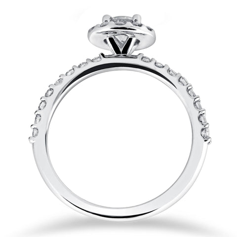 1 cttw Diamond Round Halo Engagement Wedding Ring Set 14k White Gold