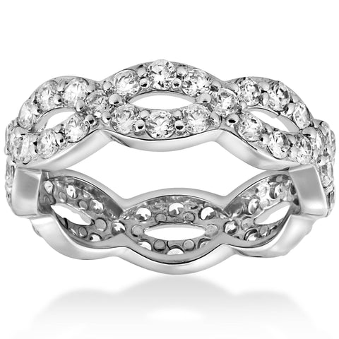 1 cttw Diamond Infinity Eternity Wedding Anniversary Ring 14K White Gold
