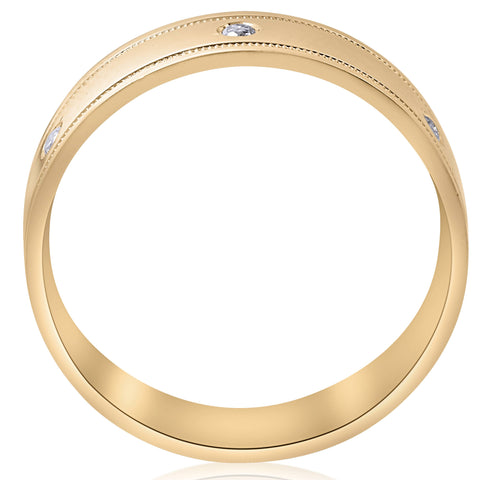 Mens 14K Yellow Gold Diamond Comfort Fit High Polished Wedding Band 6mm Ring