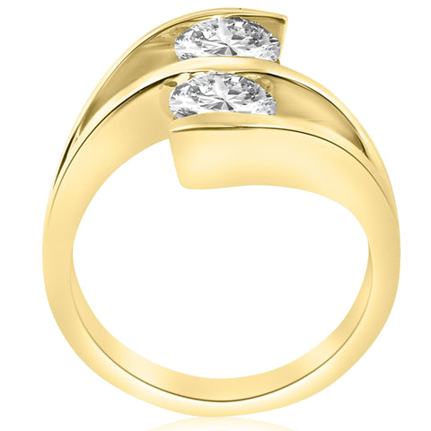 G/SI 2 ct Diamond Enhanced Two Stone Forever Us Engagement Ring 14k Yellow Gold