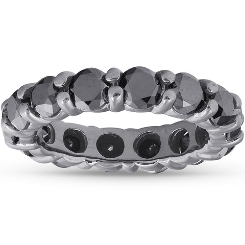 3 1/2ct Black Diamond Black Gold Eternity Stackable Ring