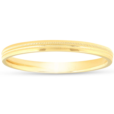 14K Yellow Gold 2mm Milgrain Wedding Comfort Ring Band