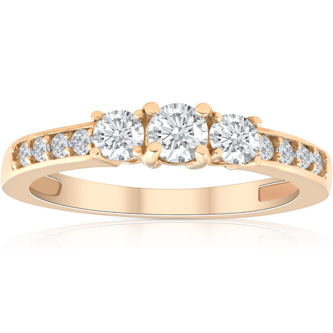 1/2ct Diamond Three Stone Ring 14K Yellow Gold