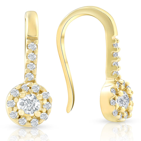 1/4 Diamond Earrings Yellow Gold