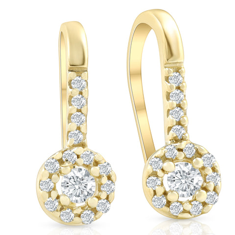 1/4 Diamond Earrings Yellow Gold