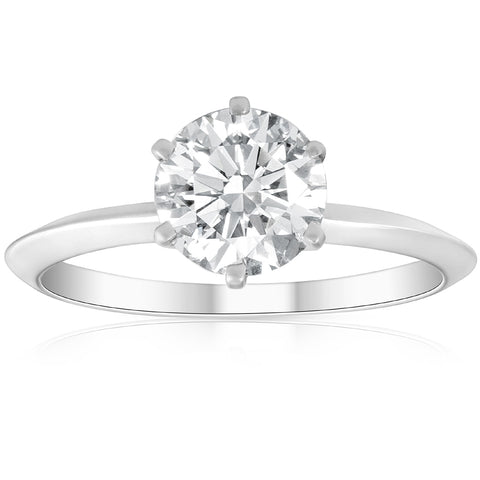 1 ct Round Enhanced Diamond Solitaire Engagement Ring 14K White Gold