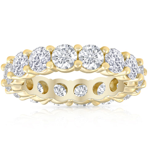 14K Yellow Gold Diamond Eternity Ring 4 Carat Womens Wedding Band