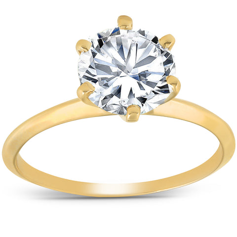 2 Ct Round Solitaire Diamond Engagement Ring 14k Yellow Gold Enhanced 6 Prong