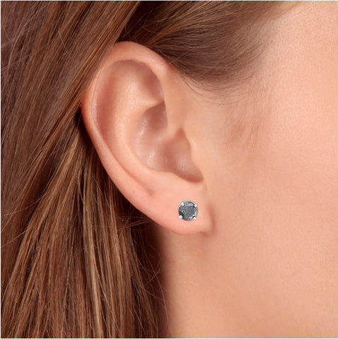 Unisex 1ct Single Diamond Stud Earring 14K White Gold