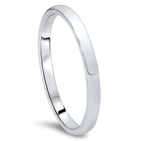 2mm Dome High Polished Wedding Band 10K White Gold