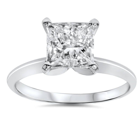 2 ct Princess Cut Huge Diamond Solitaire Engagement Ring 14K White Gold Enhanced