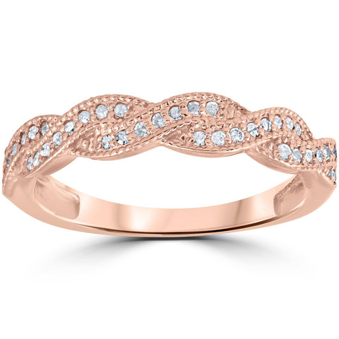 1/8 ct Infinity Diamond Wedding Womens Stackable Anniversary Ring 14K Rose Gold