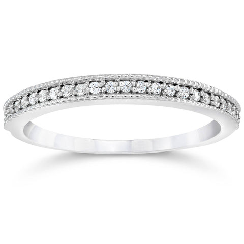 G SI 1/8Ct Diamond Wedding Ring 14K White Gold Lab Grown Eco Friendly