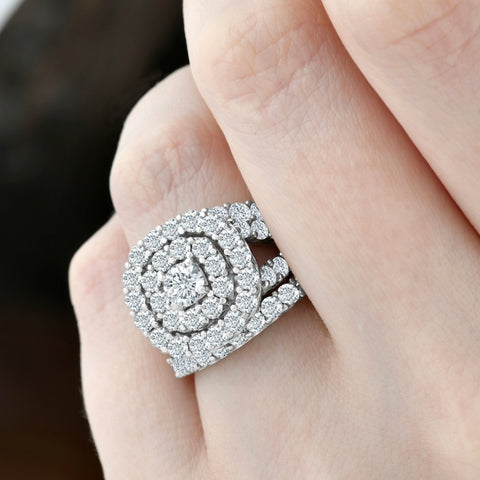 Double halo wedding set hot sale