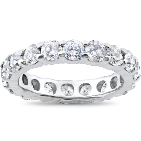 4ct Diamond Eternity Round Solitaire Wedding Ring 14K White Gold