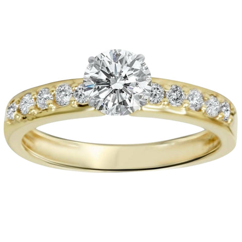 1ct Yellow Gold Diamond Engagement Ring 14K