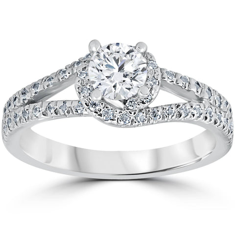 1 1/6ct Twist Round Cut Solitaire Diamond Engagement Ring 14K White Gold