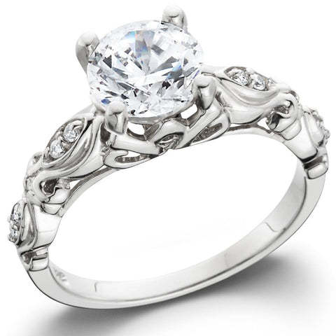 1 1/16ct Vintage Enhanced Diamond Engagement Ring 14K White Gold Antique