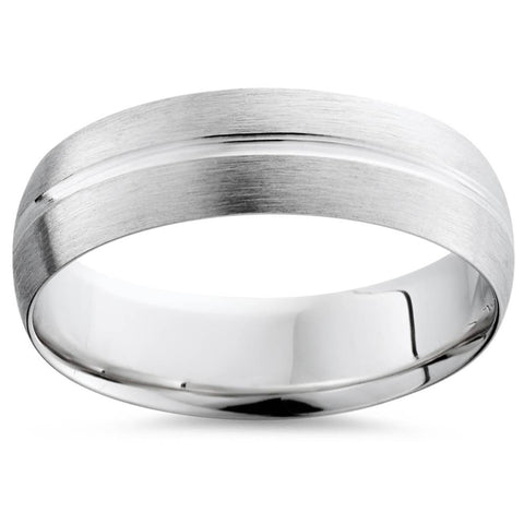 Platinum Brushed 6mm Wedding Band Men's Ring