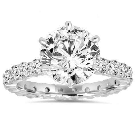 Large 5.50Ct Diamond Eternity Engagement Ring 14K White Gold (Clarity Enhanced)