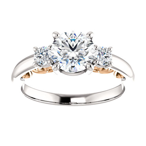 1 1/4ct Round Diamond (1ct center) Engagement Ring 14k Rose Gold Accent Enhanced