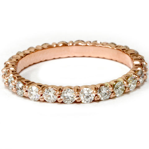 1ct G/SI Diamond Eternity Ring 14k Rose Gold Wedding Band Stackable Jewelry