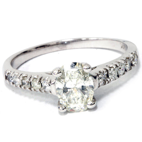 1 1/6ct Oval Diamond Engagement Ring 14K White Gold