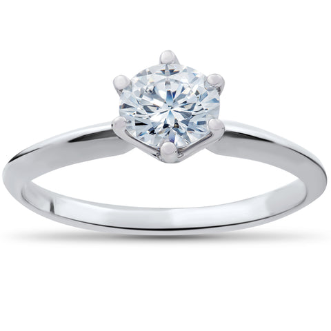 Solitaire Engagement Ring Band Vintage Prong Set Diamond 0.55 Ct 14Kt White Gold
