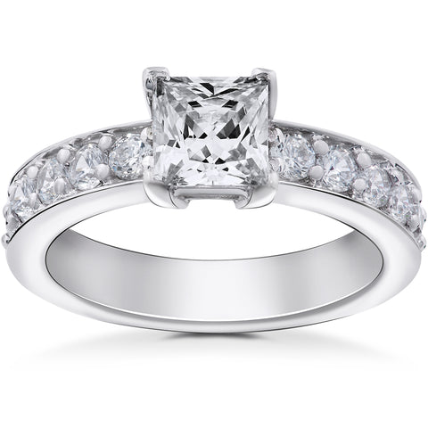 2 ct Princess Cut Diamond Engagement Ring 14K White Gold Clarity Enhanced