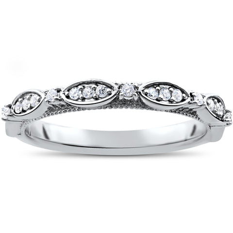 1/4ct Diamond Wedding Ring Womens Stackable Anniversary Ring 14k White Gold