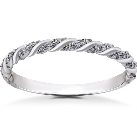 14K White 1/8 CTW Lab Grown Diamond Pavé Twisted Band Womens Wedding Ring