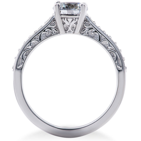 1 ct Diamond Lab Grown Eco Friendly Vintage Engagement Ring & Wedding Band 14k