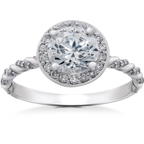 3/4 ct Lab Grown Diamond McKenna Halo Engagement Ring 14k White, Yellow, Rose Gold